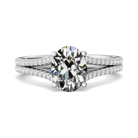 Round & Oval Old Miner Real Diamond Wedding Ring Set 14K Gold 6.50 Carats