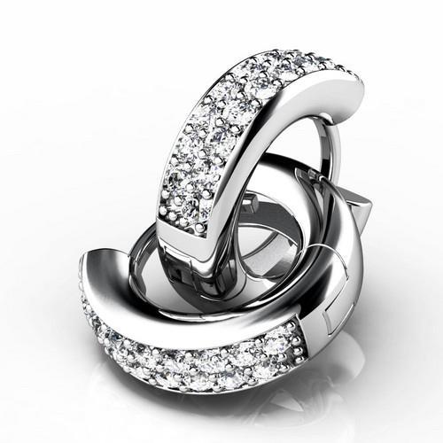 Set Natural Diamond Women Hoop Earring White Gold 4.80 Carats