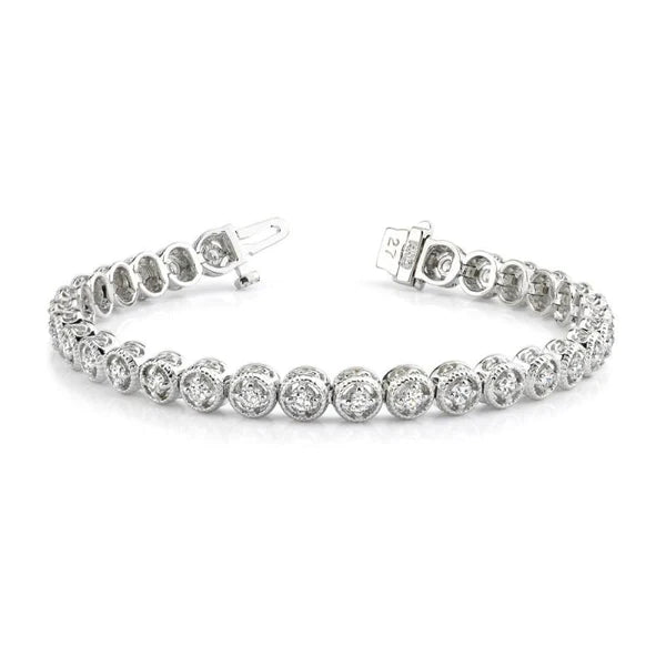 Round Real Diamond 4.80 Carats Tennis Bracelet White Gold 14K