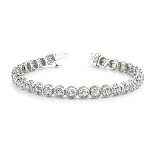 Round Real Diamond 4.80 Carats Tennis Bracelet White Gold 14K