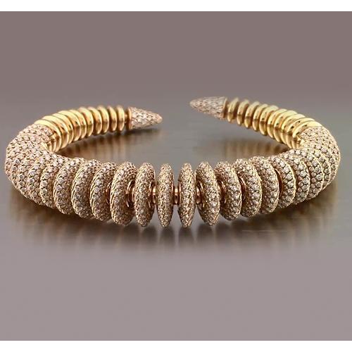Round Real Diamond Bangle 19 Carats Yellow Gold 14K Jewelry New