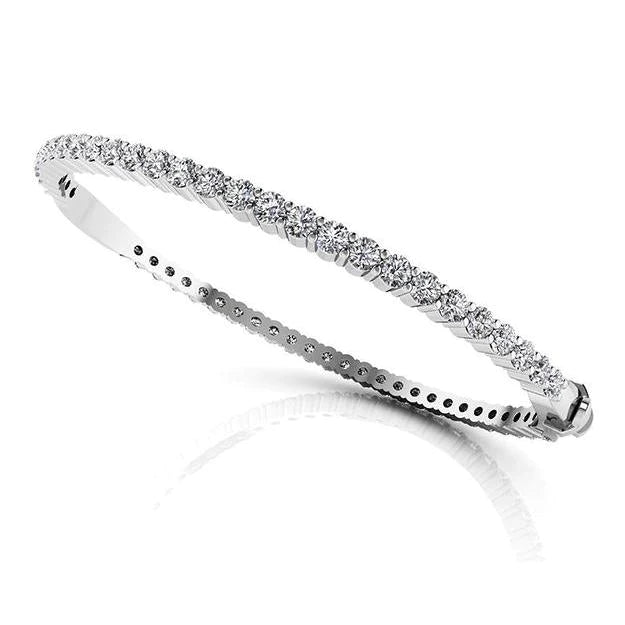 Round Real Diamond Bangle 5.40 Ct Solid Gold Fine Jewelry