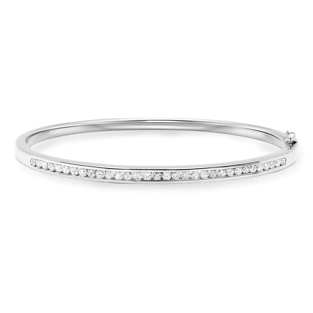 Round Real Diamond Bangle White Gold Fine Jewelry 3 Carats