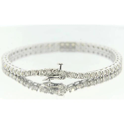 Round Real Diamond Bracelet Prong Set 5.40 Carats White Gold