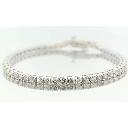 Round Real Diamond Bracelet Prong Set 5.40 Carats White Gold