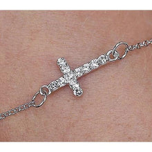 Round Real Diamond Cross Bracelet White Gold Jewelry New