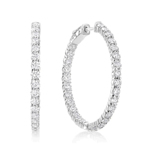 Round Real Diamond Earrings 6 Carat Hoop
