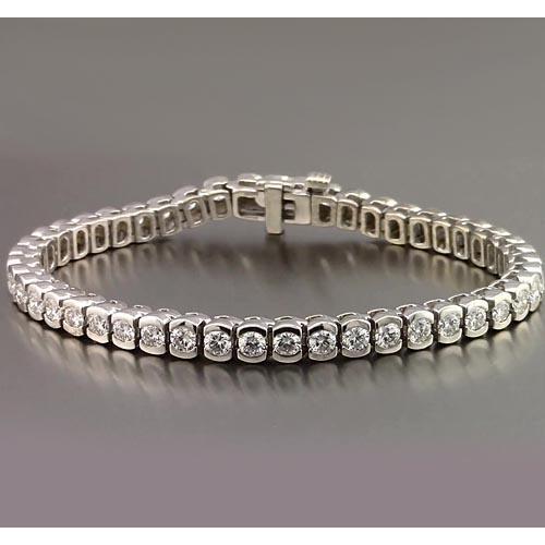 Round Real Diamond Half Bezel Set Tennis Bracelet 4.90 Carats Jewelry New