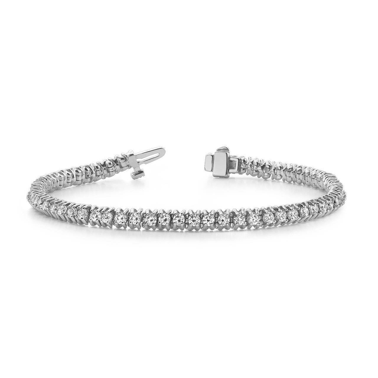 Round Real Diamond Prong Setting Tennis Bracelet Gold White 4.35 Carats