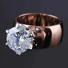 Round Real Diamond Solitaire Ring 2.50 Carats Thick Shank Two Tone 14K