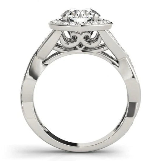 natural round diamond 2.10ct ring side angle