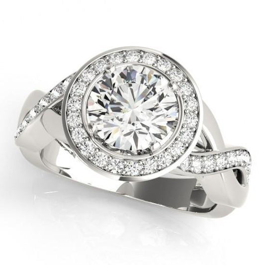 natural round diamond 2.10ct ring front view