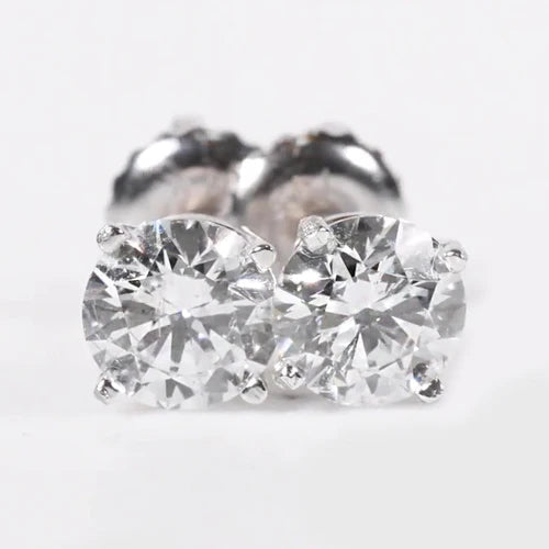 Round Real Diamond Stud Earrings 3 carats white gold