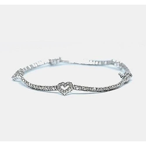 Round Real Diamond Tennis Bracelet 2.50 Carats F G VS1 White Gold 14K