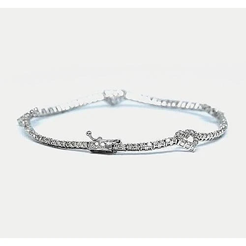 Round Real Diamond Tennis Bracelet 2.50 Carats F G VS1 White Gold 14K