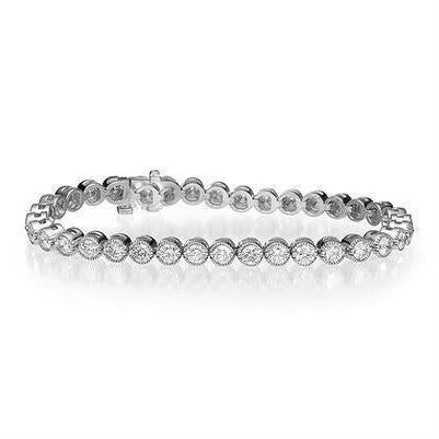Round Real Diamond Tennis Bracelet Bezel Set 21.70 Carat WG 14K