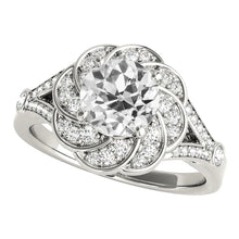 Round Real Old Miner Diamond Ring Flower Style 4.50 Carats Split Shank