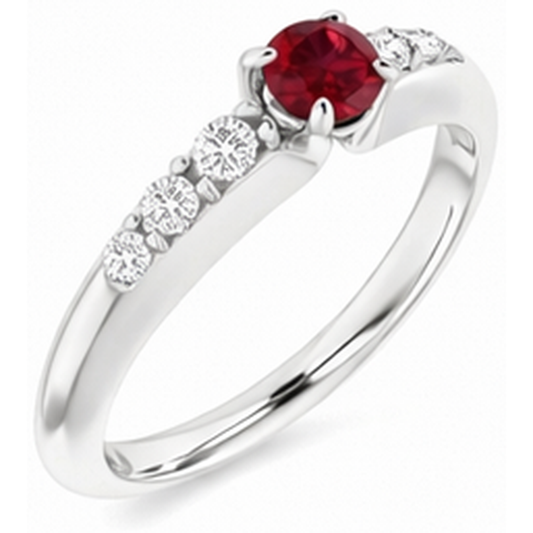 Round Ruby 1.50 Carats Engagement Ring White Gold 14K