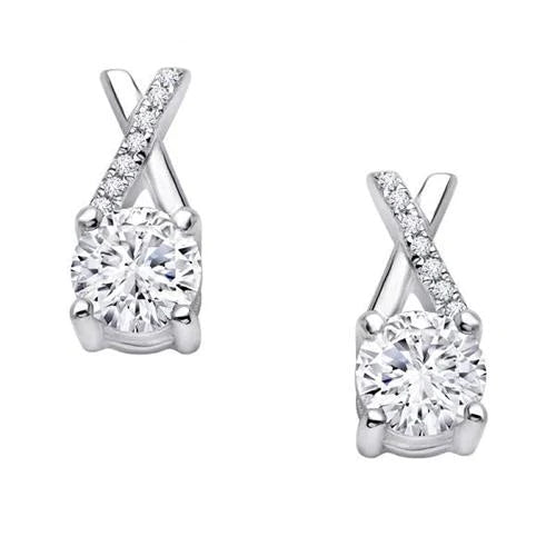 Round Shape G-Vs1 Real Diamond Lady Drop Earring 2.40 Carats White Gold 14K