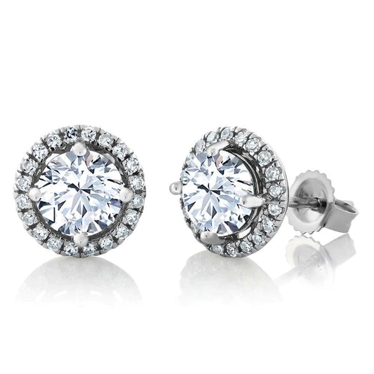 natural round diamond 1.90ct earring front view
