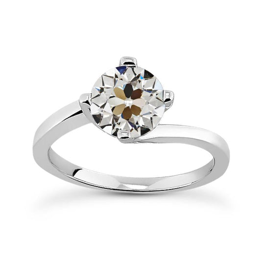 natural round diamond 2ct ring front view