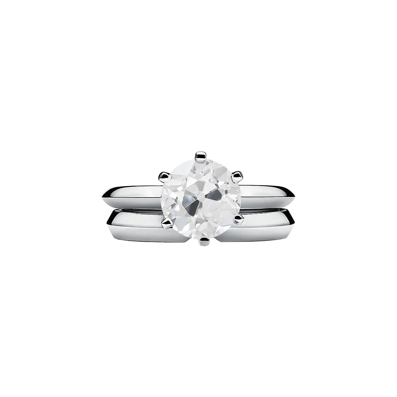 Round Solitaire Wedding Ring Band Set Old Cut Real Diamond Gold 1.50 Carats