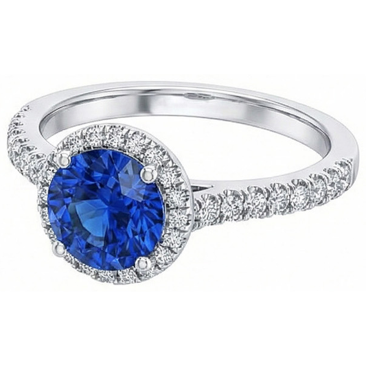 natural round sapphire 2.20ct ring side angle