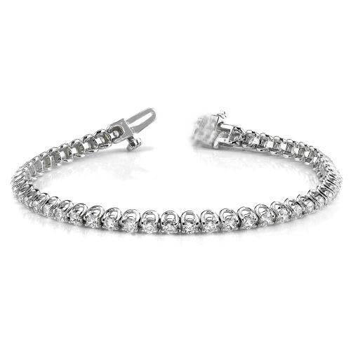 Round U Style 5 Carats Natural Diamond Tennis Bracelet White Gold 14K