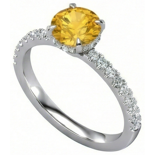 natural round sapphire 3.50ct ring side angle