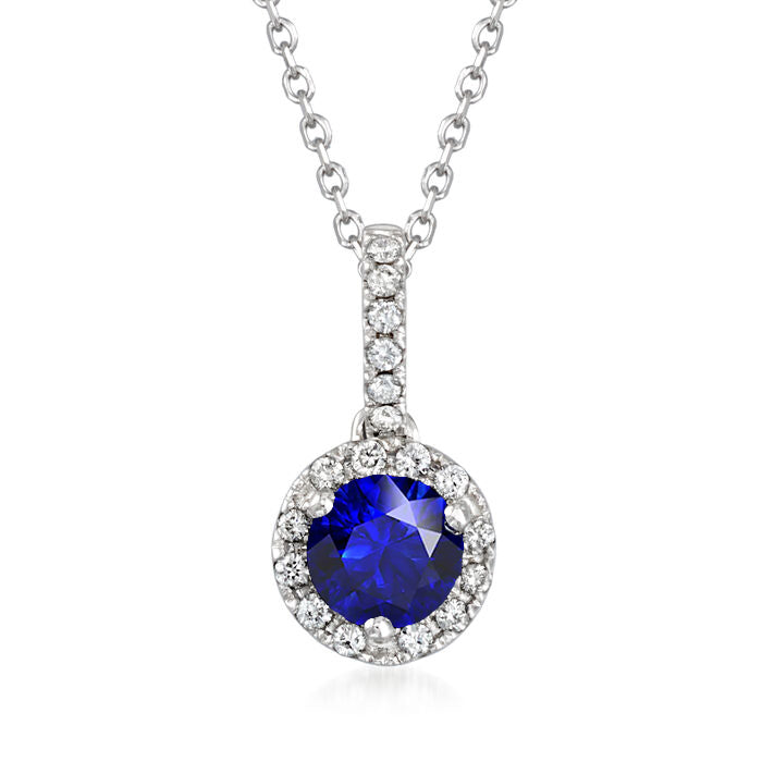 Cornflower Blue Sapphire Precious Stone Pendant 2-ct 14K White Gold – main view