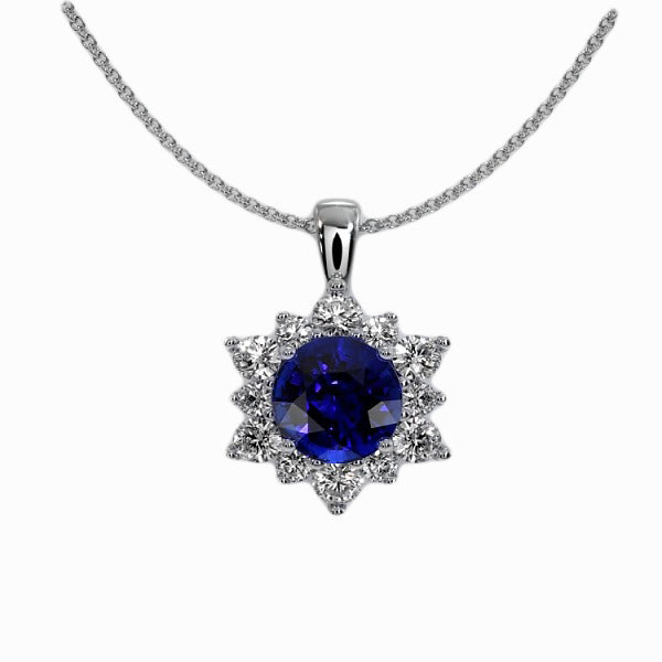 Sophisticated Royal Blue Sapphire Stone Pendant Necklace 2.50 ct – main view