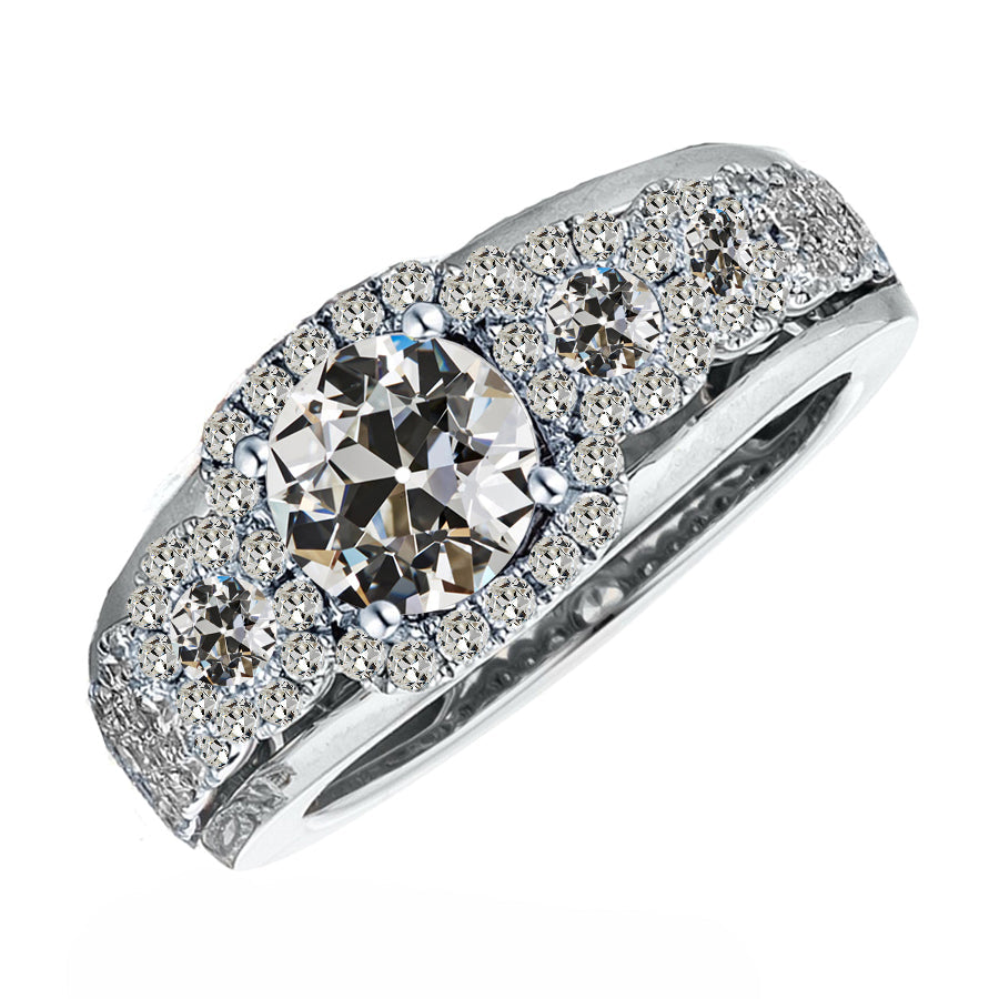Brilliant Diamond Halo Engagement Ring 2-ct 14 Karat White Gold – main view