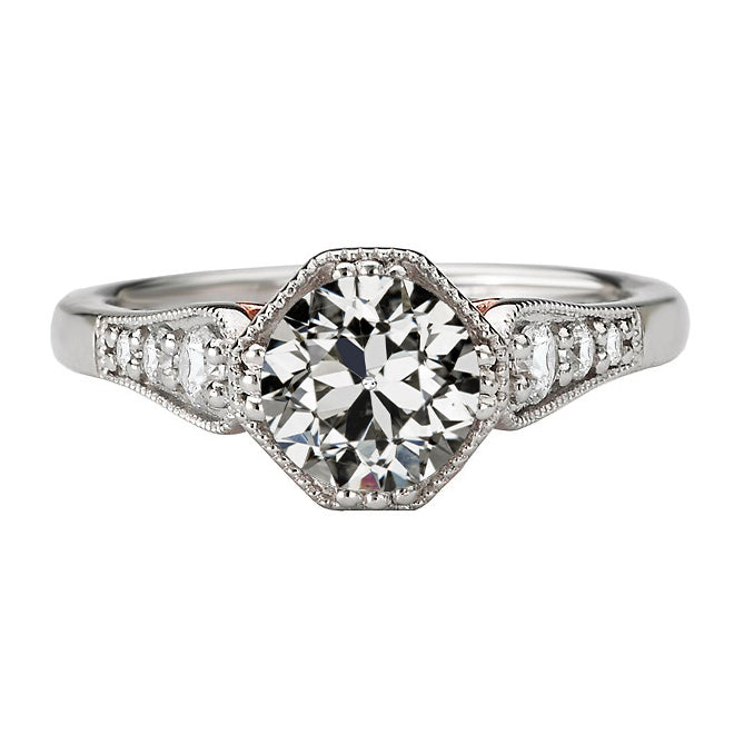 Real Diamond Solitaire Ring with Accents 2.50 ct 14 Karat White Gold – main view