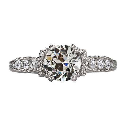 Fine Diamond Old Mine Cut Anniversary Ring in 14K White Gold – main view