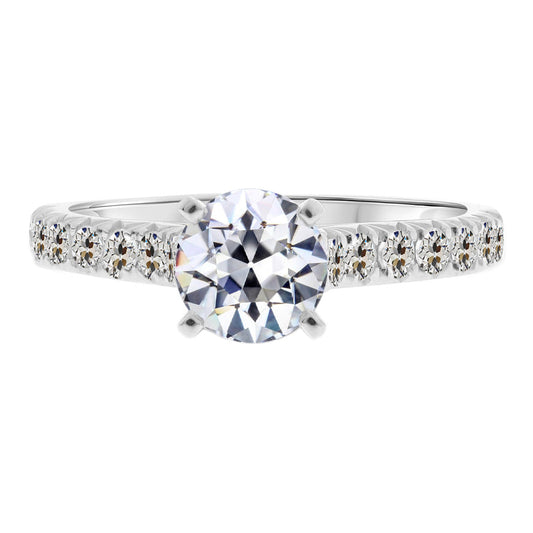 Antique Cushion Fine Diamond ring in 14K White Gold – main view