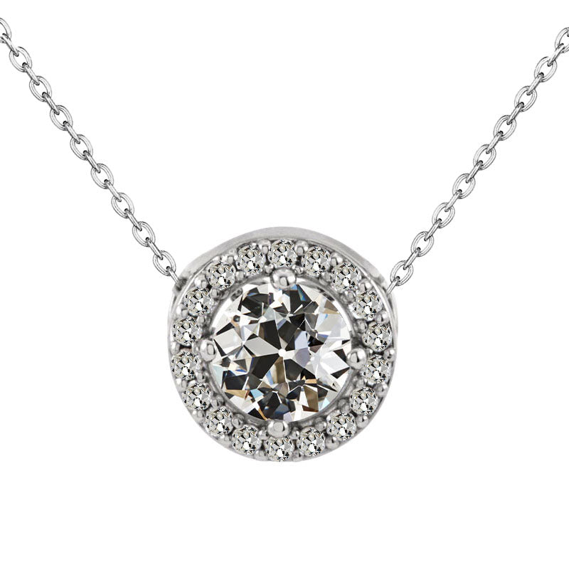 Real Brilliant Diamond Halo 3.50 ct 14K White Gold – main view