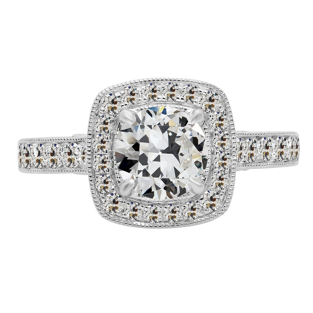 Earth-Mined Brilliant Diamond Halo Setting Ring – main view