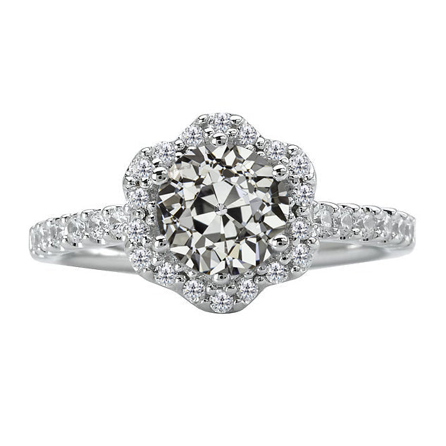 Real Fine Diamond Solitaire Ring with Accents 1.50 ct 14K White Gold – main view