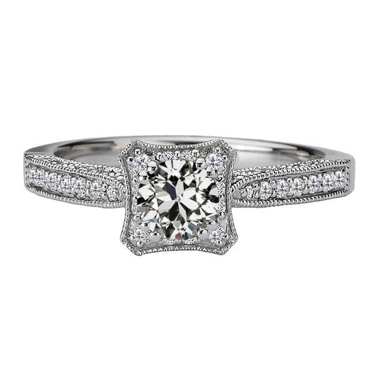 Authentic Brilliant Diamond Solitaire Ring with Accents – main view