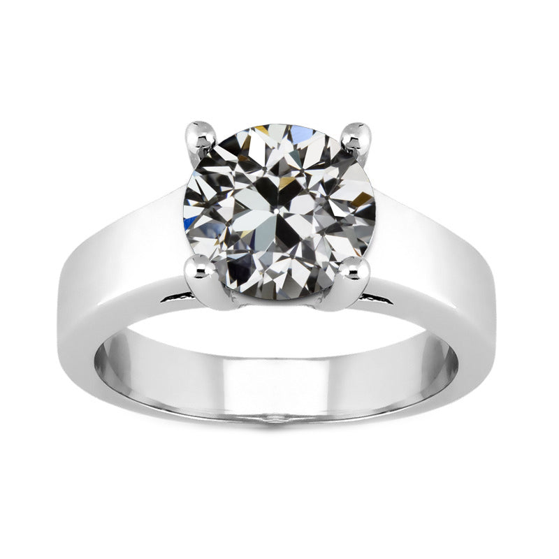 Diamond Antique Cushion Single Stone Ring in 14K White Gold – main view