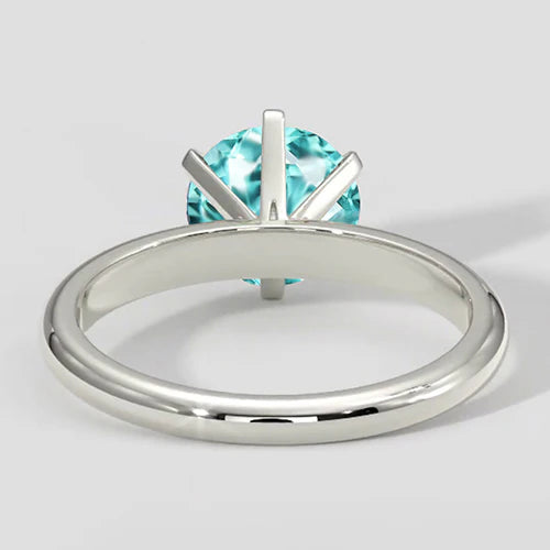 Round Paraiba Tourmaline Engagement Ring