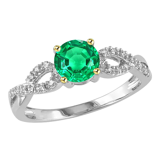 Emerald Gemstone Ring 1-ct 14K Two Tone Gold – main view