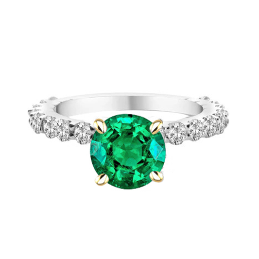 Refined Fine Emerald Colored Stone Ring 2 ct – main view