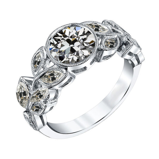 Diamond Old Mine Cut Proposal Ring in 14K White Gold – main view