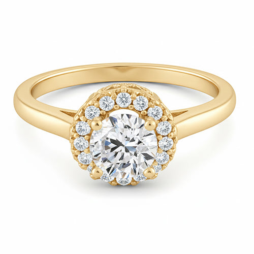Round Real Natural Earth Mined DIAMOND ( NOT LAB GROWN ) Engagement Fancy Ring 1.25 Carat Prong Setting YG 14K