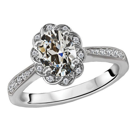 Natural Brilliant Diamond Halo Engagement Ring 6 ct 14K White Gold – main view