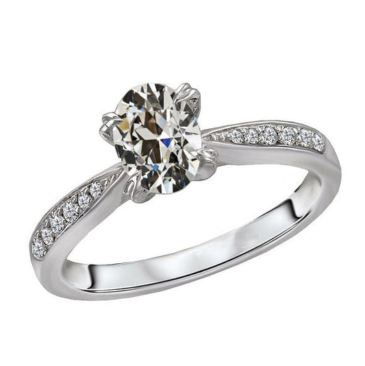 Old Mine Cut Fine Diamond ring in 14K White Gold – main view