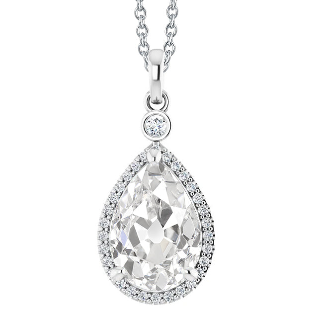 Real Brilliant Diamond Pendant Necklace 4.50 ct 14K White Gold – main view
