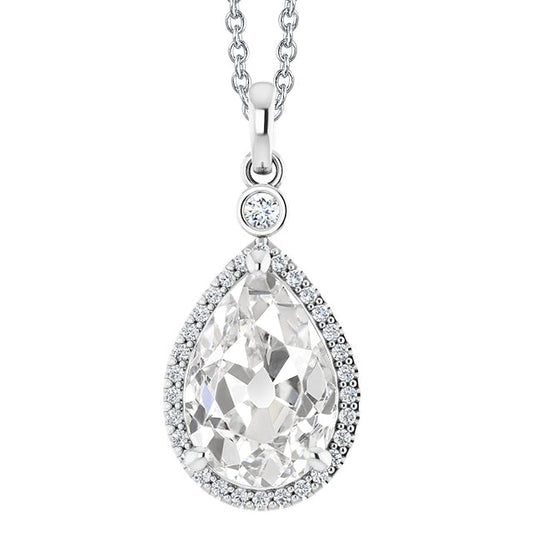 Real Brilliant Diamond Pendant Necklace 4.50 ct 14K White Gold – main view
