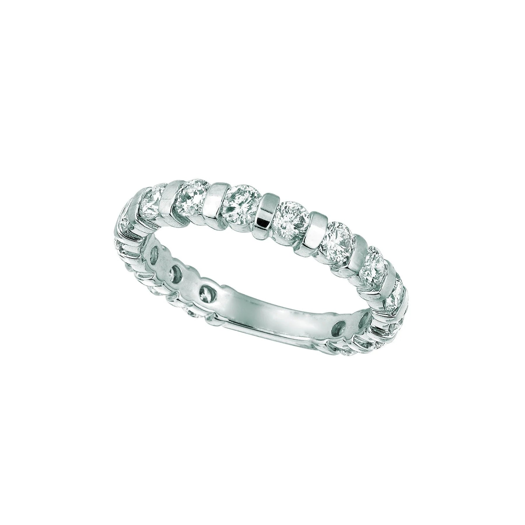 Round Real Natural Earth Mined Diamond Eternity Band 3 Carats 14K White Gold New